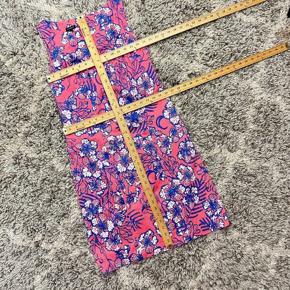 Talbots Pink Blue Floral Sheath Dress Textured Basketweave 2 XS - Picture 7 of 8